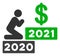 Man Pray Dollar 2021 Raster Flat Icon