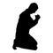 Man pray on his knees silhouette icon black color illustration