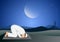 Man praying full moon background