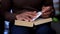 Man praying to god with bible in hand stock video