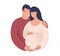 A man and a pregnant woman. The husband and wife are expecting a baby. Concept illustration of motherhood, pregnancy