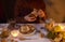 Man preparing to eat a sandwich with homemade jam with quinces a