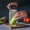 Man preparing vegetarian healthy food from the vegetable marrows