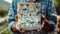 Man presenting a large piece of Roquefort cheese with bold textures