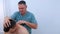 Man on preventive examination of doctor chiropractor on neck diagnostic.