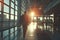 A man in professional attire strides down a hallway lined with windows, casting a contemplative silhouette against the