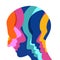 Man profile head. Headache, schizophrenia, mental health concept. Vector Illustration