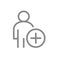 Man profile with plus line icon. Add user, customer symbol