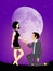 Man propose to woman in the moonlight