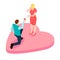 A man proposing to the girl standing on knee, isometric.