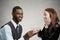 Man proposing to happy, excited woman