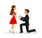 Man proposing to a woman standing on knee