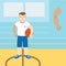 Man with prosthetic arm, holding a basketball.Vector illustration.Flat icon.