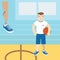 A man with a prosthetic leg, holding a basketball.Vector illustration.Flat icon.