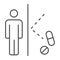 Man protected from drug thin line icon, life without addiction concept, anti drugs sign on white background, Narcotics