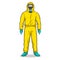 Man in protective hazard suit pop art vector