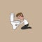 Man puking in toilet cartoon drawing