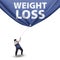 Man pulling weight loss banner