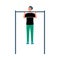 Man pulls himself up on horizontal bar flat vector illustration isolated.