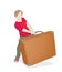 Man pulls a suitcase. travels. vector illustration.