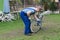 Man pumping wheel bike