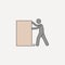 man pushes box 2 colored line icon. Simple colored element illustration. man pushes box outline symbol design from carrying and pi