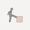 man pushes box with foot 2 colored line icon. Simple colored element illustration. man pushes box with foot outline symbol design