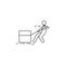 a man pushes a box with a rope icon. Element of man carries a box illustration. Premium quality graphic design icon. Signs and sym