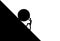 Man pushing big boulder uphill. Concept of fatigue, effort, courage, power, force Vector cartoon black silhouette in flat design