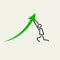 Man Pushing Upwards. The Little Man Pushes Graph Arrow Up. Vector Design Elements Set for You Design