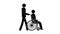 A man pushing a wheelchair with Person with Physical disabilities