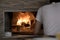 Man Putting Lahmacun Dough in to Hot Stone Oven With Wooden Pizza Peel