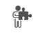 Man with Puzzle simple icon. Jigsaw piece sign. Vector