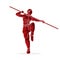 Man with quarterstaff action, Kung Fu pose graphic