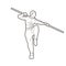 Man with quarterstaff action, Kung Fu pose graphic