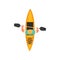 Man Rafting in Kayak in Sea or River, Kayaking Water Sport, Outdoor Activities in Summertime, Top View Vector