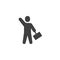 Man with raised hand and placard vector icon