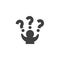 Man with raised hands and a question mark vector icon