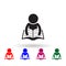 A man is reading a book multi color icon. Simple glyph, flat vector of library icons for ui and ux, website or mobile application