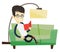 Man reading book on sofa vector illustration.