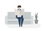 Man reading newspaper avatar illustration