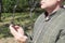 a man reads a muslim prayer in nature