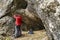 Man ready to explore a cave