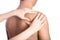 Man receiving massage on back of shoulder