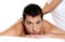 Man receiving massage relax close-up portrait