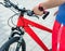 Man red bike handle grips