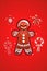 man red cookie new christmas background holiday white decoration gingerbread food sweet. Generative AI.