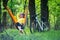 Man relaxes in hammock after riding a bike