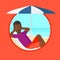 Man relaxing on beach chair vector illustration.