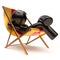 Man relaxing beach deck chair carefree chilling summer rest